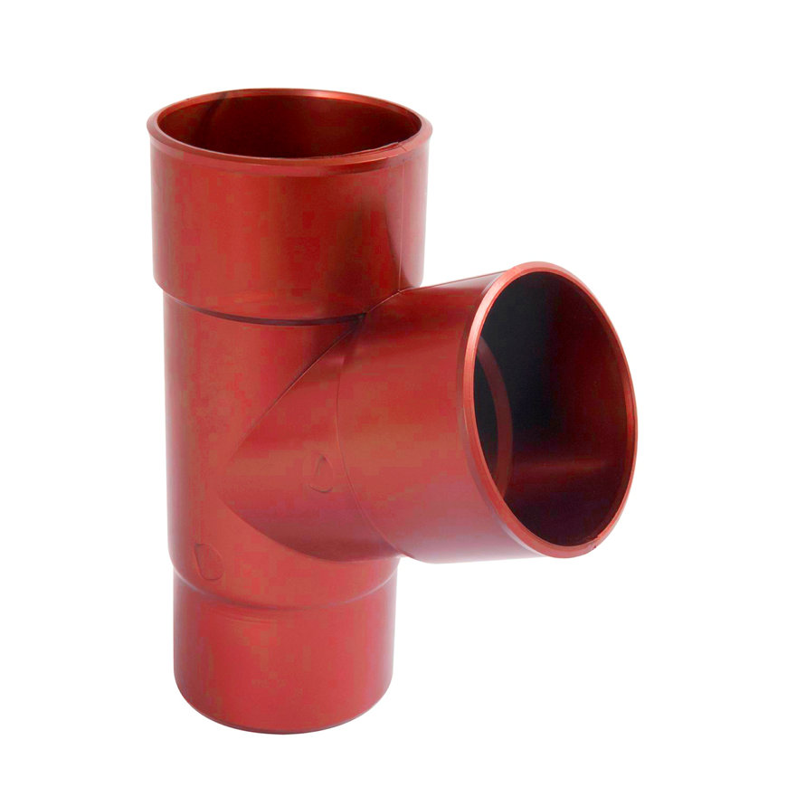 Nicoll Fallrohr-Abzweig 67°, PVC, 2x Klebemuffe x red. Spitzende, rot, RAL 3004, 100 mm 