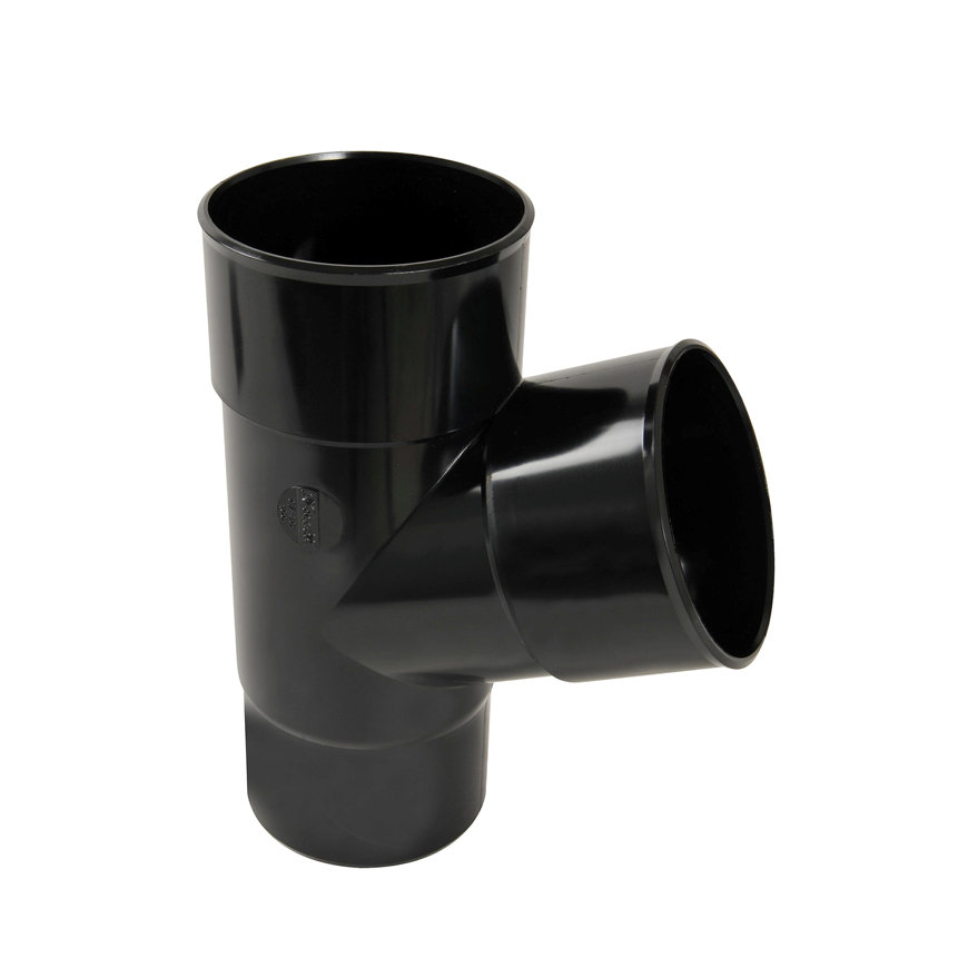 Nicoll Techtan hwa T-stuk 67°, pvc, 2x inwendig lijm x verjongd spie, zwart, RAL 9011, 80 mm 