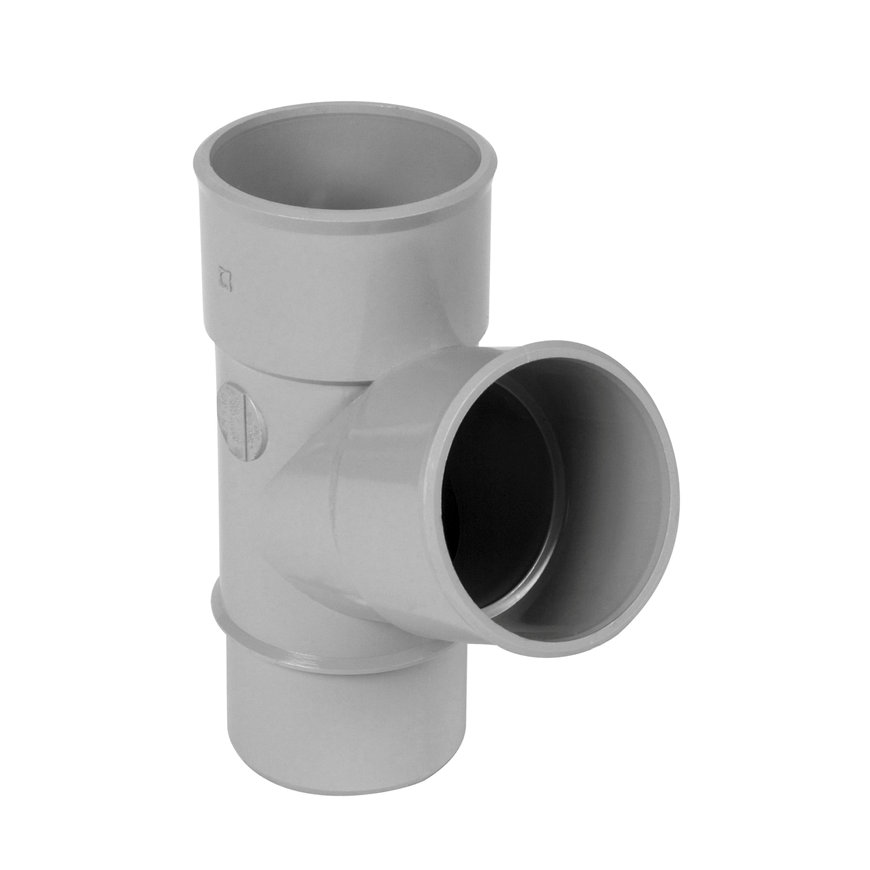 Nicoll Techtan Fallrohrabzweig 67°, PVC, 2x Klebemuffe x Spitzende, hellgrau, RAL 7047, 50 mm 