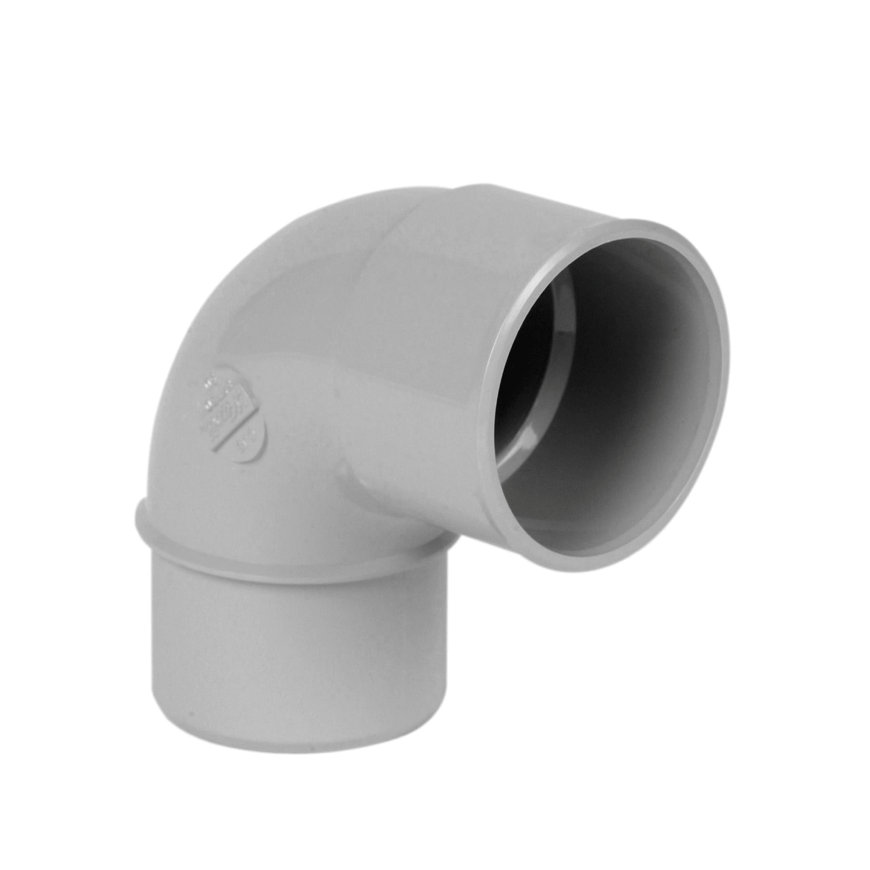 Nicoll Techtan Fallrohr-Bogen 87°, PVC, Klebemuffe x Spitzende, hellgrau, RAL 7047, 50 mm 