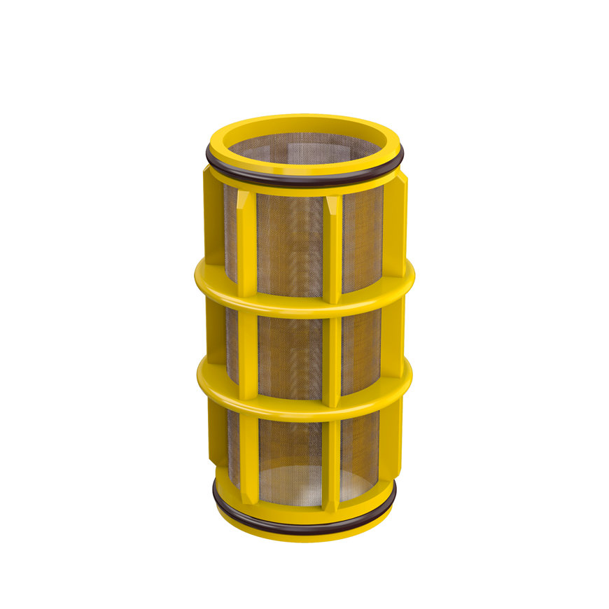 Amiad cil.zeef tbv kunststof filter 1", d x l = 50 x 125 mm, zeefperforatie 0,10 mm, geel 