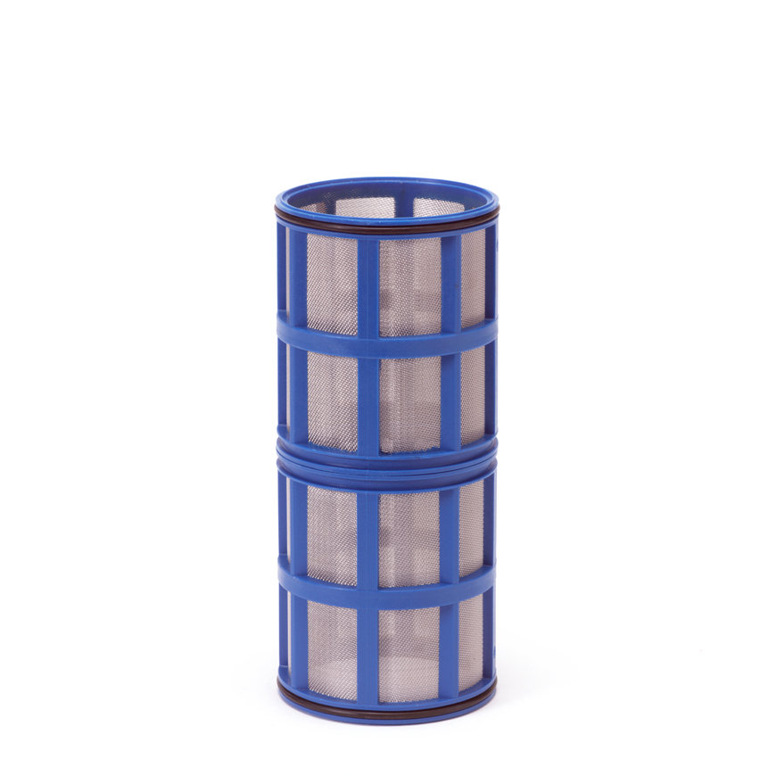 Amiad cil.zeef tbv vloeistoffilter 2", d x l = 100 x 250 mm, zeefperf. 0,30 mm, blauw 