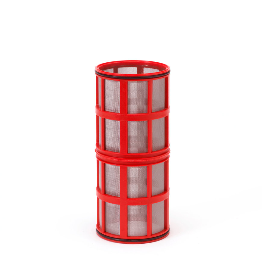 Amiad Zylindersieb für Flüssigkeitsfilter 2", T x L = 100 x 250 mm, Siebperforation 0,13 mm, rot 