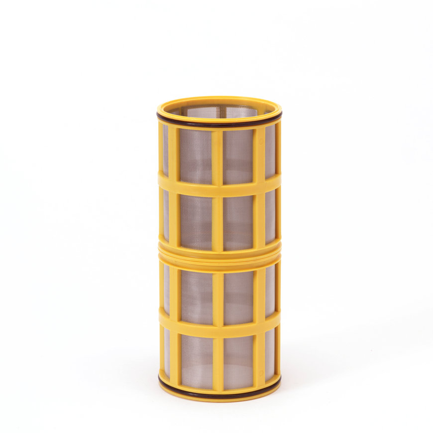 Amiad Zylindersieb für Flüssigkeitsfilter 2", T x L = 100 x 250 mm, Siebperforation 0,10 mm, gelb 
