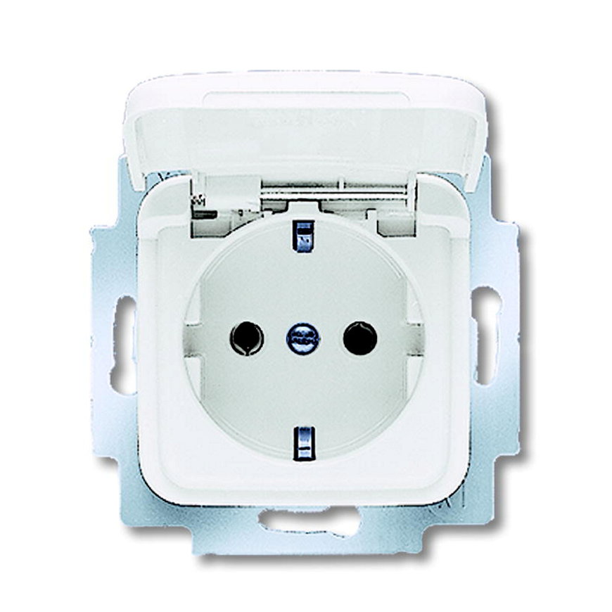 ABB Busch-Jaeger wandcontactdoos, randaarde en klapdeksel, Reflex SI, inbouw, wit 