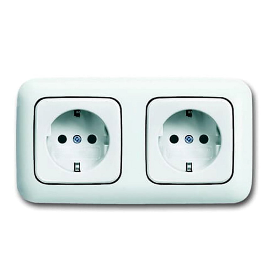 ABB Busch-Jaeger wandcontactdoos, Reflex SI, met RA, dubbel, met afdekraam, alpin wit 