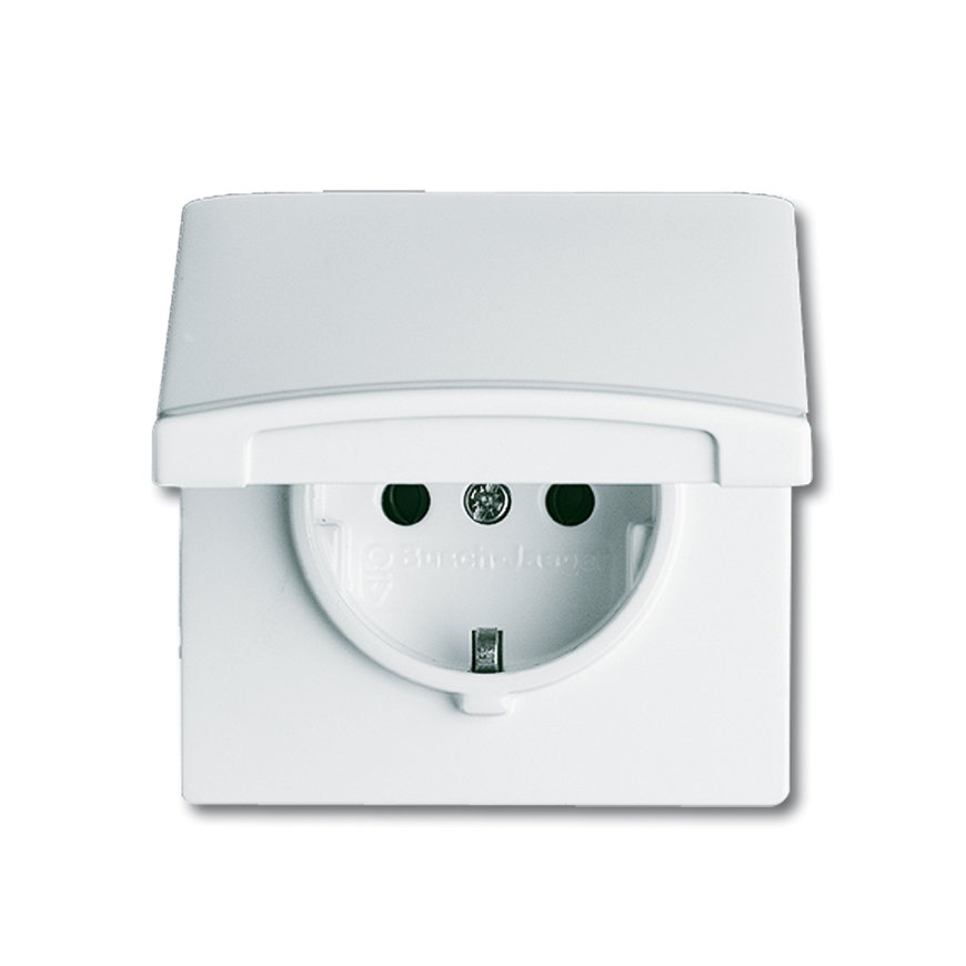 Busch-Jaeger wandcontactdoos met deksel, randaarde, inbouw, serie Allweather44, IP44, wit 