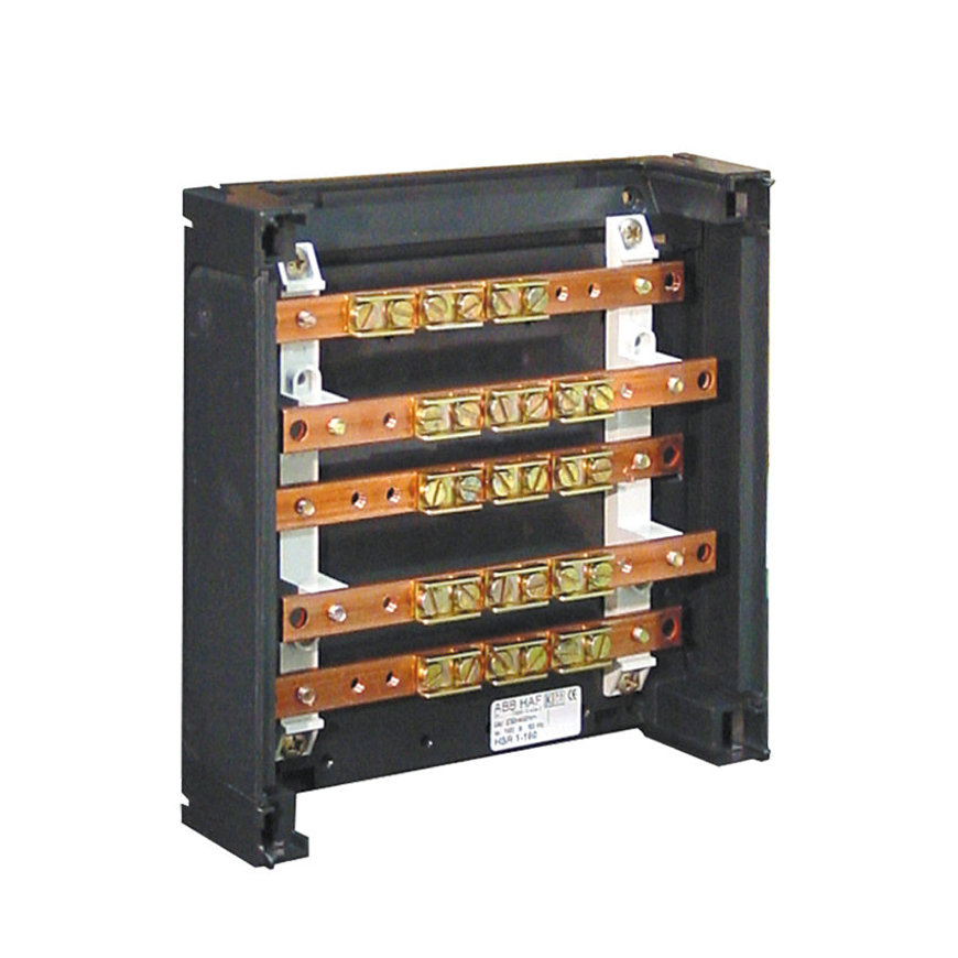 ABB railkast, type HSR1-160, 160A, 5 rails 15 x 4 mm, 220 x 220 mm 