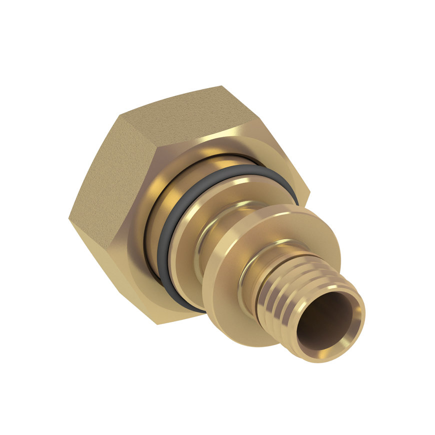 TECEflex overgangs koppeling, messing, pers x losse wartel, 16 mm x ¾" euroconus 