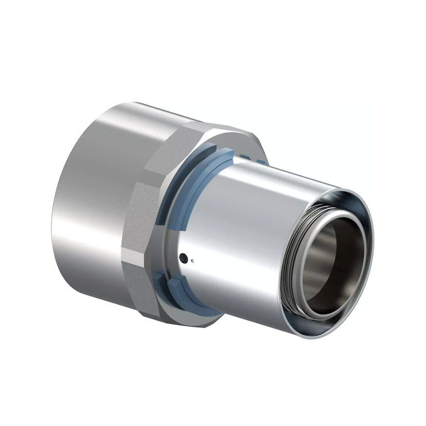 Uponor schroef koppeling, S-Press, messing vertind, pers x binnendraad, Kiwa, 40 mm x 1¼" 