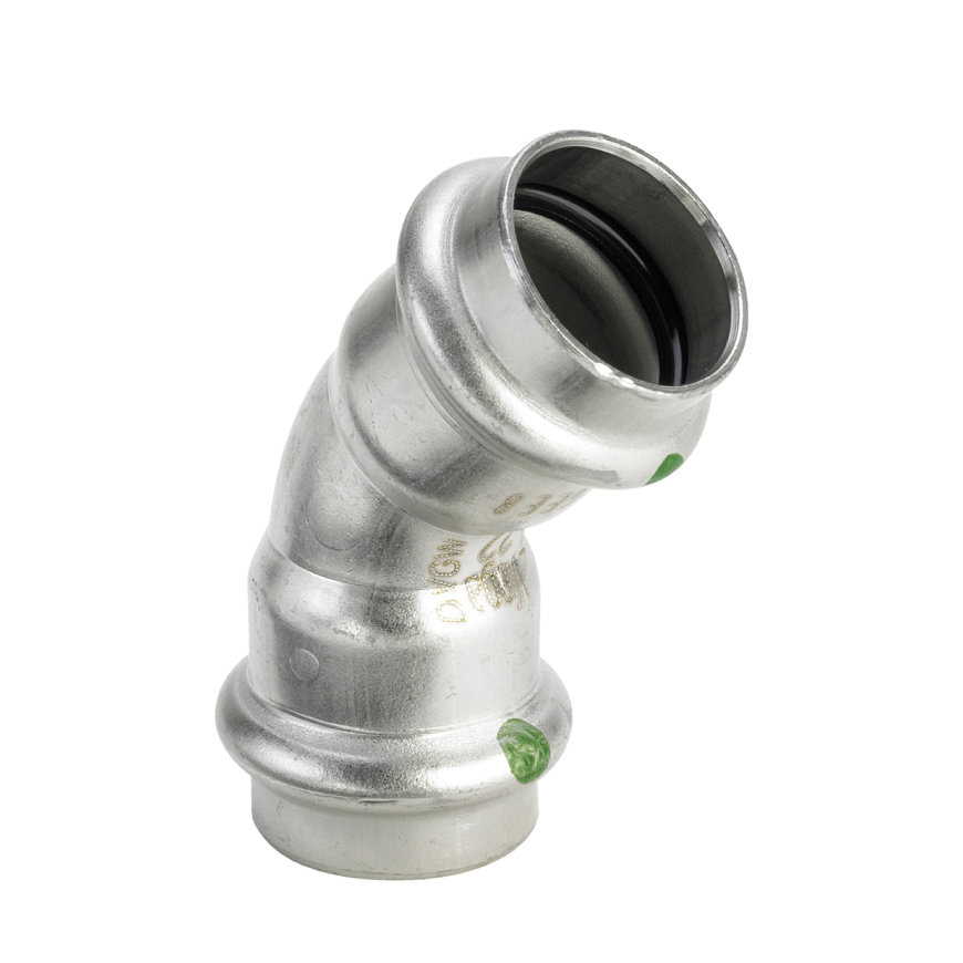 Viega Sanpress bocht 45°, SC-Contur, type 2326, rvs, 2x pers, 22 mm 