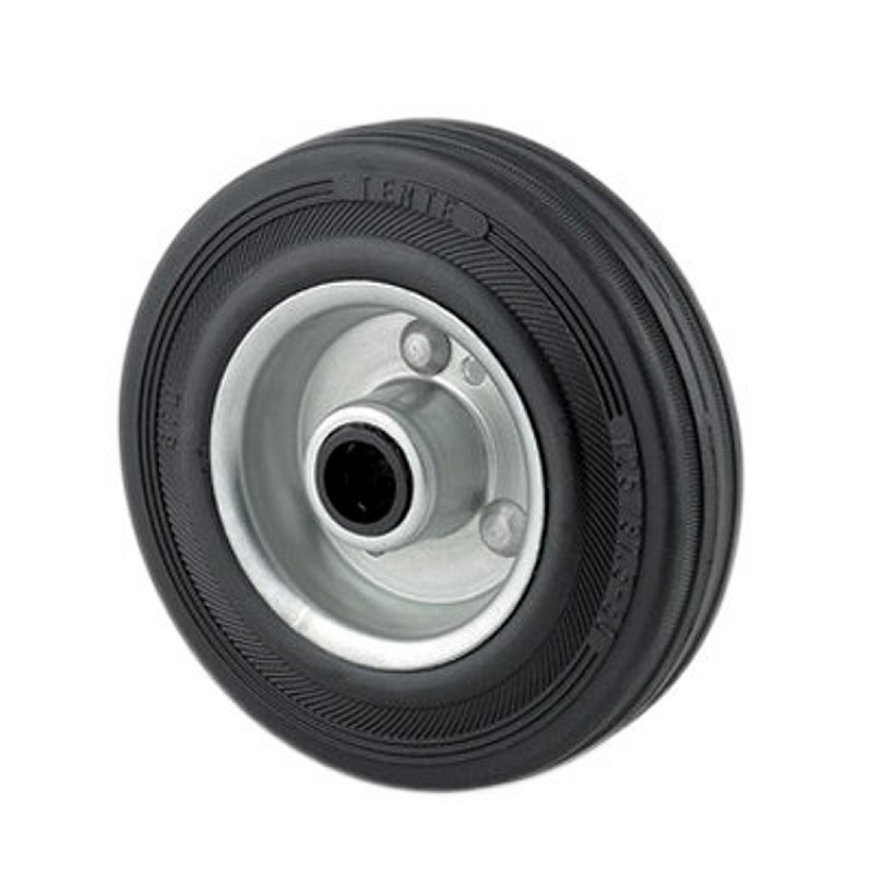 TENTE wiel, rubber, wielkern: geperst staalplaat, 200 mm, type DVR200x50-Ø12 + asbus, zwart 