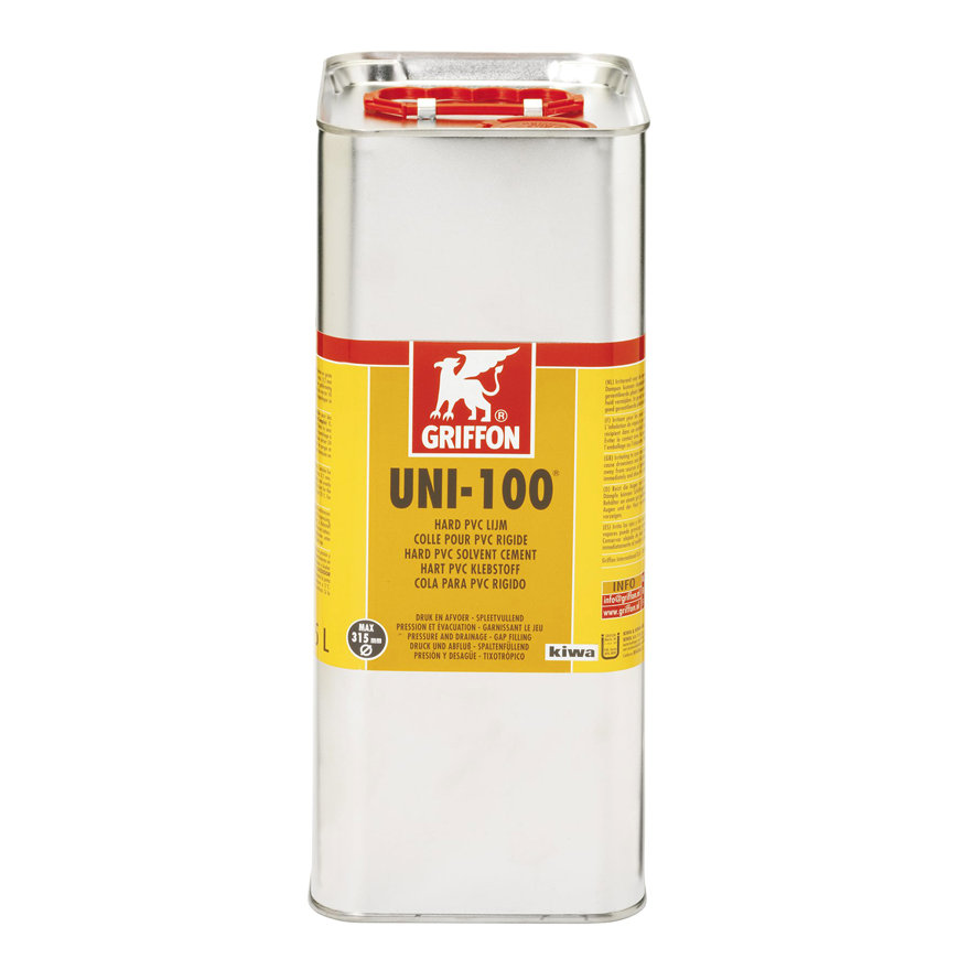 Griffon hard pvc lijm, Uni-100, blik à 5000 ml 